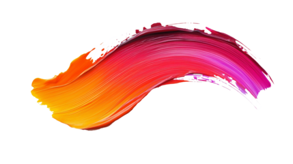 Vibrant colored red and yellow abstract brushstroke on transparent PNG background for creative design and digital marketing visuals