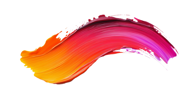 Vibrant colored red and yellow abstract brushstroke on transparent PNG background for creative design and digital marketing visuals