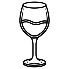 Stylized Wine Glass Vector Drawing