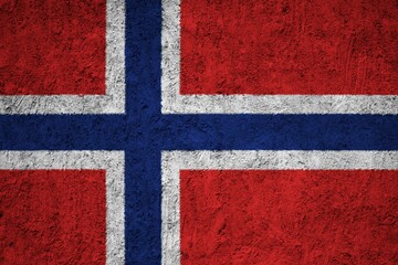Fototapeta premium Norway Flag painted on the cracked grunge concrete wall