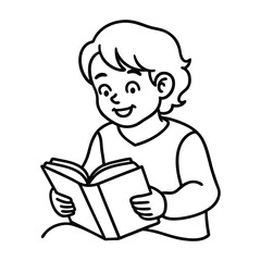 child reads bible vector icon 
