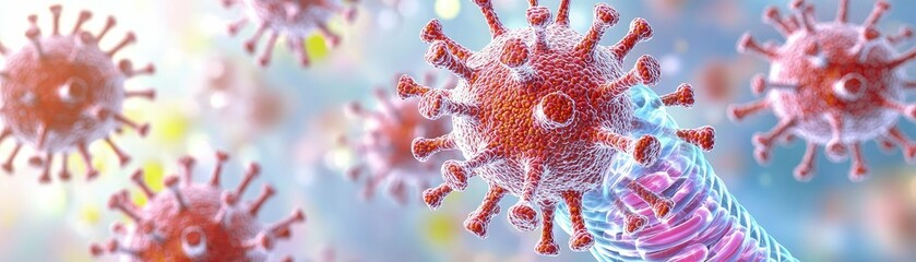 3D visualization of viruses in microscopic view.