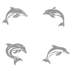 dolphin logo design that represents intelligence, happiness and social life