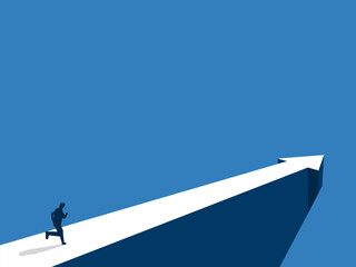 Obraz premium Business goal, businessman running on arrows pointing in the direction of success