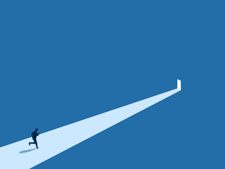 Businessman Runs to the Door of Opportunity