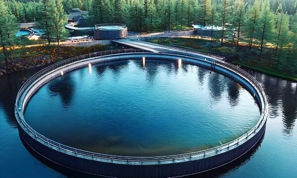 Futuristic Wastewater Recycling Facility Showcasing Advanced Sustainable Technology