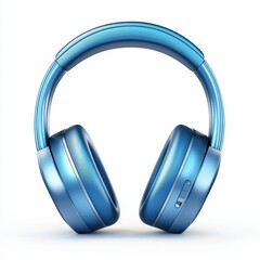 of stylish Bluetooth headphones in metallic blue with a foldable design, centered on a clean white background
