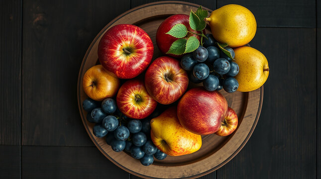apples garpes and gava furit on a table