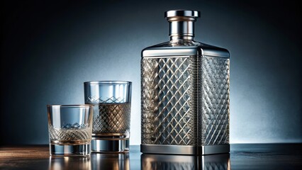 Luxurious gin bottle with elegant design and sophisticated packaging among fine spirits, stylish container, elegant flask