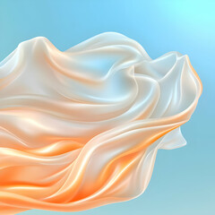 Obraz premium Flowing silk fabric, pastel colors, light blue background, design element