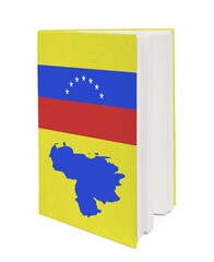 Book with the national flag and contour of Venezuela on cover