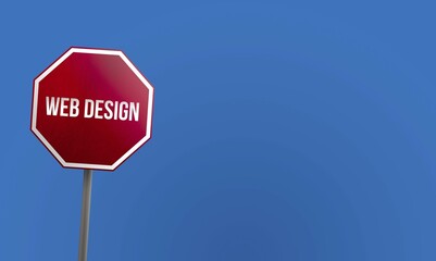 Web Design, red sign with blue sky