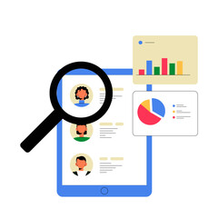 Digital Recruitment And Data Analytics On Tablet In Flat Vector Illustration Symbolizing HR Technology, Online Hiring, And Candidate Evaluation, Isolated On White Background.