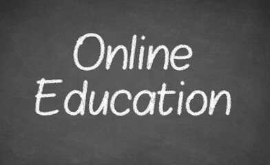 Obraz premium Online Education, made with white chalk on a blackboard