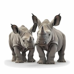 Fototapeta premium Rhinoceros, ai generated, white background