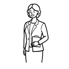  Line art vector of a   female business professionals in formal attire.