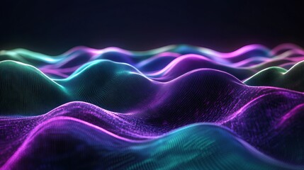 Obraz premium Ultraviolet neon green wave patterns with abstract digital gradients and glowing textures forming a futuristic vibrant design