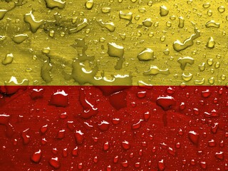 Flag of Warsaw with rain drops