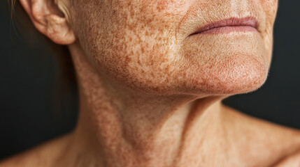 Obraz premium Portrait showcasing the intricate details of mature skin, emphasizing age, texture, and natural beauty