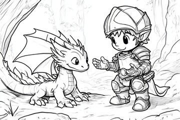 Dragon and Knight Meet in the Forest