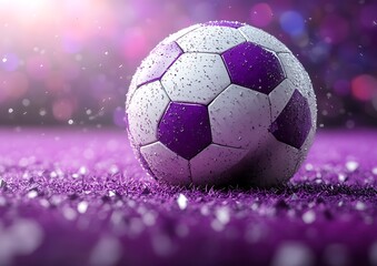 Fototapeta premium 3d white and violet leather soccer ball