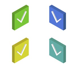 Isometric check icon illustrated in vector on white background