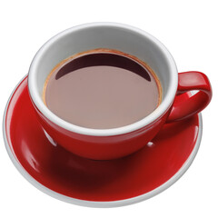 red cup with americano coffee drink. Cafe and restaurant menu.