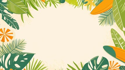 Naklejka premium Tropical Summer Beach Vacation Design Template