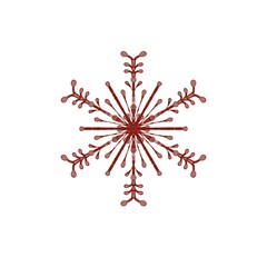Red snowflake isolated on white background
