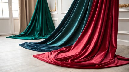 Elegant Fabric Drapes: Luxurious Textures & Flowing Folds - Stock Photo