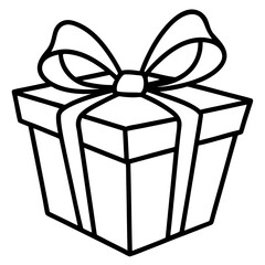 Artistic outline of a wrapped gift and bow