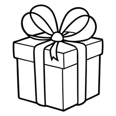 Artistic outline of a wrapped gift and bow