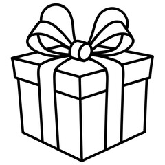 Artistic outline of a wrapped gift and bow