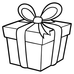 Artistic outline of a wrapped gift and bow