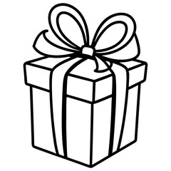 Artistic outline of a wrapped gift and bow
