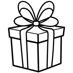 Artistic outline of a wrapped gift and bow