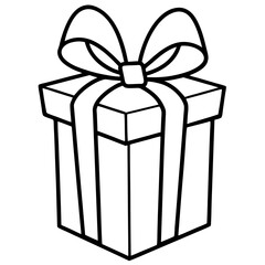 Artistic outline of a wrapped gift and bow