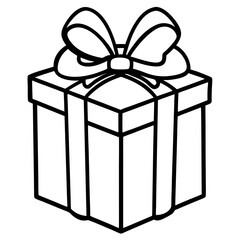 Artistic outline of a wrapped gift and bow