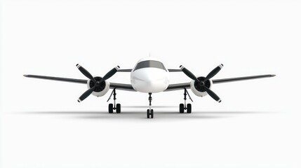 Fototapeta premium White Twin Propeller Airplane Front View 3D Render