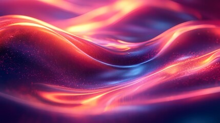 Obraz premium Vibrant neon wave background abstract 3D glass shapes and flowing magenta tones creating a futuristic and artistic design