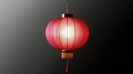 Chinese red lantern isolated on grey background