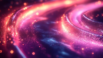 Vibrant neon wave background abstract 3D glass shapes and flowing magenta tones creating a futuristic and artistic design
