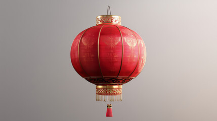 Obraz premium Chinese red lantern isolated on grey background 