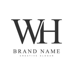 WH trendy logotype template. Initial letter w and h classic font style. Creative logo for company name or identity.