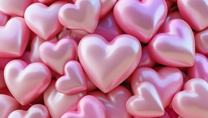 Obraz premium Beautiful Cluster of Glossy Pink & Red Hearts