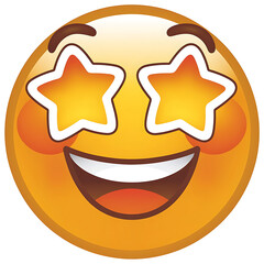 Star eyes emoji showing excitement on transparent background
