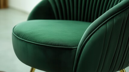 A stylish green velvet loveseat with vertical channel tufting and black tapered legs, offering a modern and elegant seating option for living spaces.