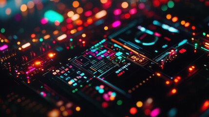 Obraz premium Neon Cyberpunk Interface: Futuristic Digital Dashboard