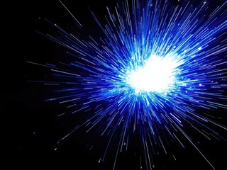 Fototapeta premium Blue light burst explosion in a vivid and dynamic display of energy, intense, vibrant, glowing