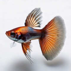 Fototapeta premium Colorful guppy fish swimming on white background